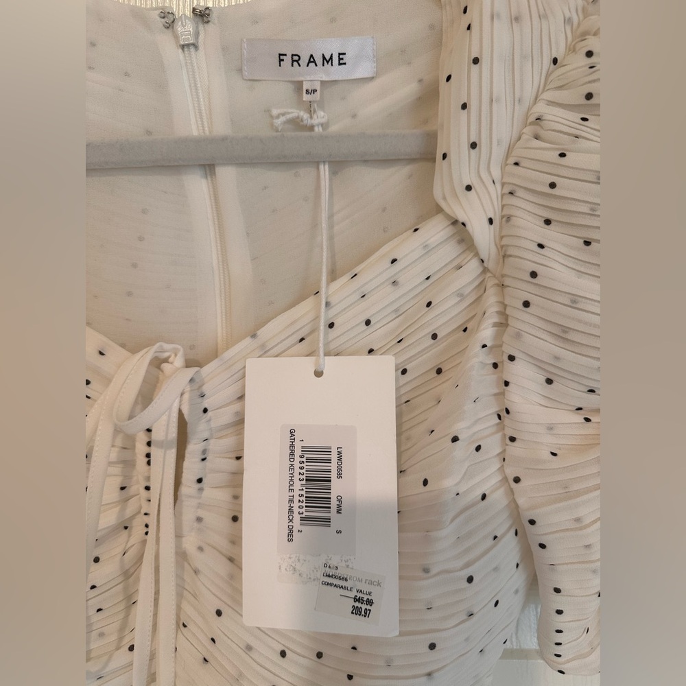 Frame Denim Cream Ruched Midi Dress - Picture 3 of 4